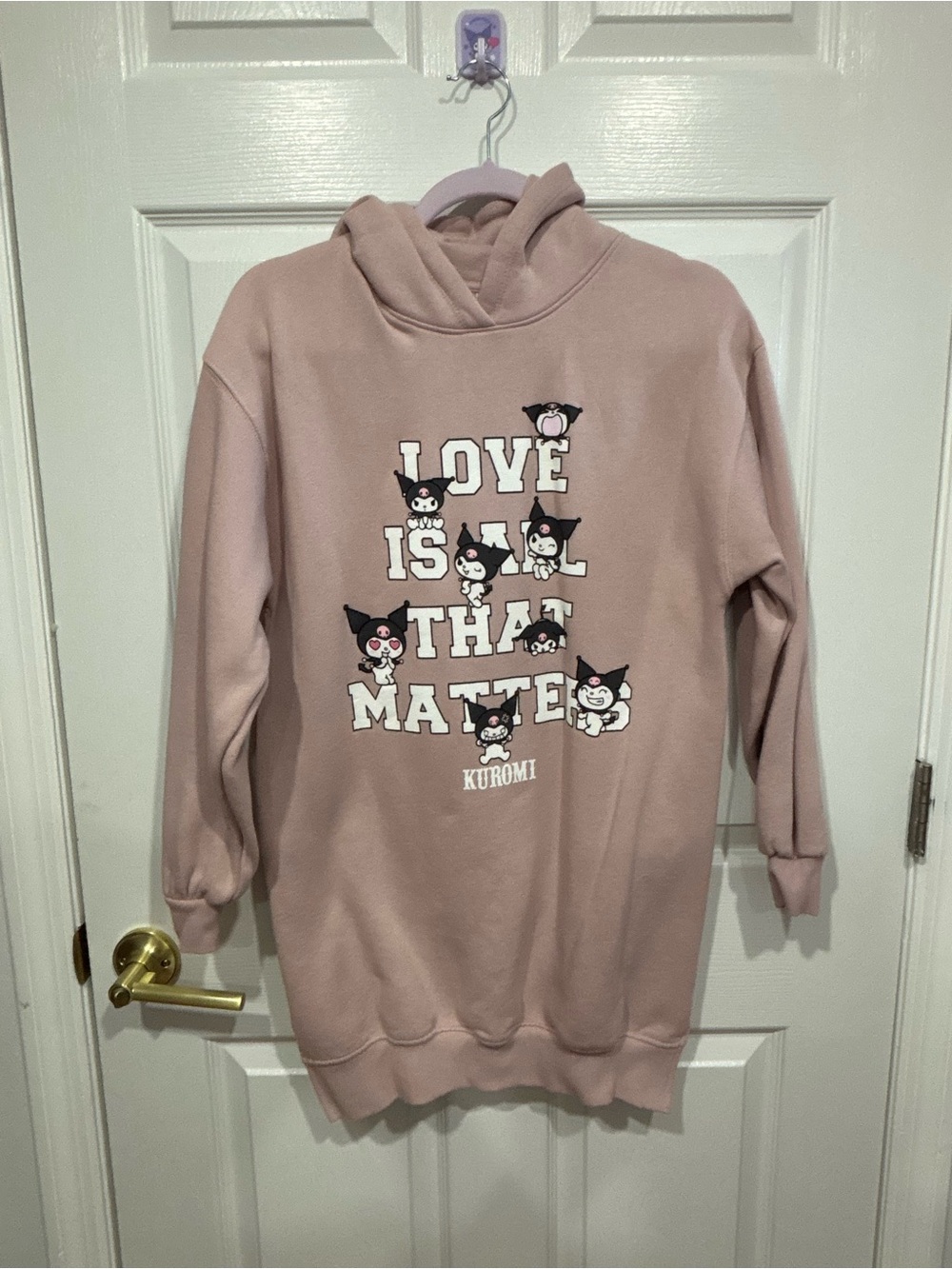Zara Pink Kuromi Graphic Hooded Sweater Dress